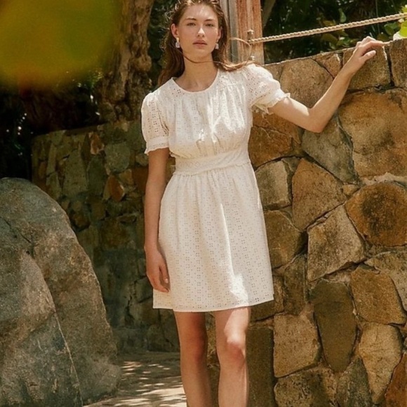 NWOT j crew button front mini dress ivory eyelet - Picture 1 of 6